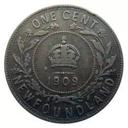 1909 Newfoundland 1-Cent Large Penny Coin (F)