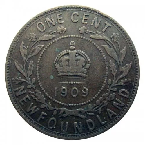 1909 Newfoundland 1-Cent Large Penny Coin (F)