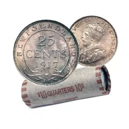 1917 Newfoundland 25-Cent Silver Quarter Coin (F)