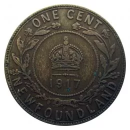1917-C Newfoundland 1-Cent Large Penny Coin (F+)