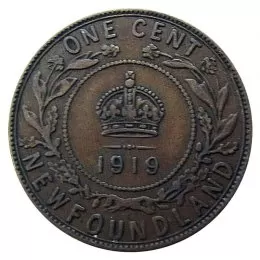 1919-C Newfoundland 1-Cent Large Penny Coin (F+)