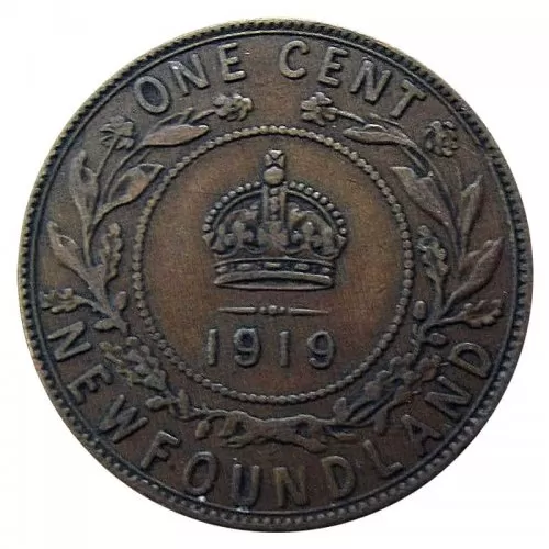 1919-C Newfoundland 1-Cent Large Penny Coin (F+)