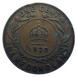 1920-C Newfoundland 1-Cent Large Penny Coin (VF+)
