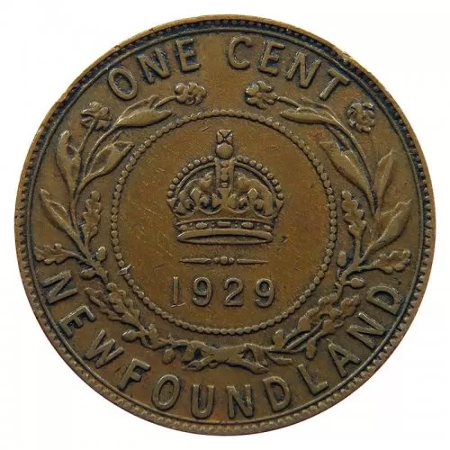 1929 Newfoundland 1-Cent Large Penny Coin (F+)
