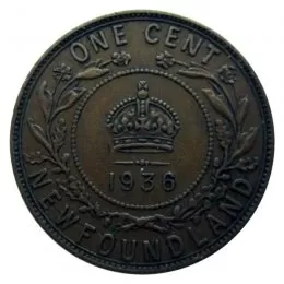 1936 Newfoundland 1-Cent Large Penny Coin (VF+)