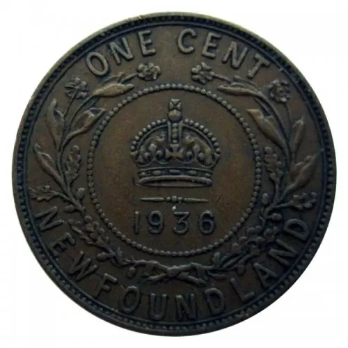 1936 Newfoundland 1-Cent Large Penny Coin (VF+)