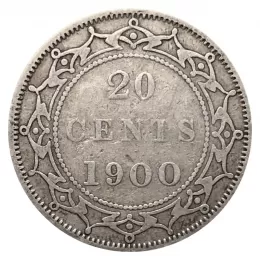 1900 Newfoundland 20-Cent Piece Silver Coin-VG+ grade