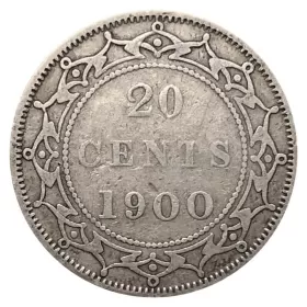 1900 Newfoundland 20-Cent Piece Silver Coin-VG+ grade