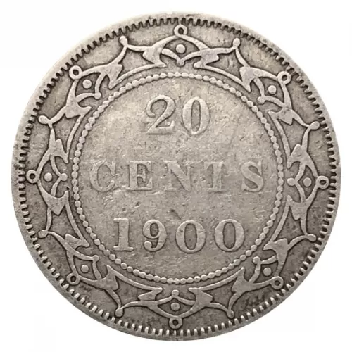 1900 Newfoundland 20-Cent Piece Silver Coin-VG+ grade