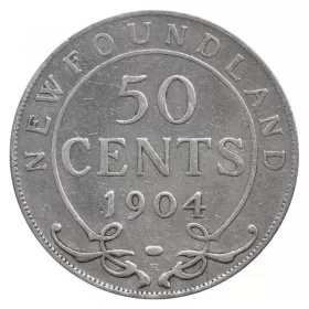 1904-H Newfoundland 50-Cent Half Dollar Silver Coin (VG or better)