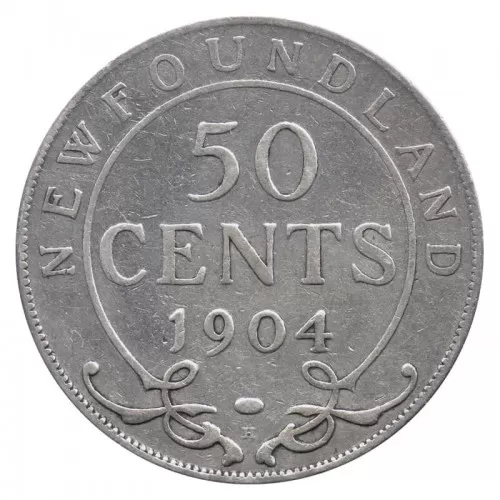 1904-H Newfoundland 50-Cent Half Dollar Silver Coin (VG or better)