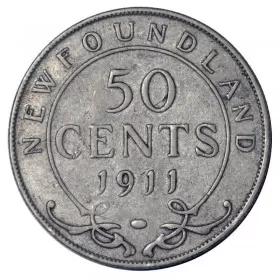 1911 Newfoundland 50-Cent Half Dollar Silver Coin (VG or better)