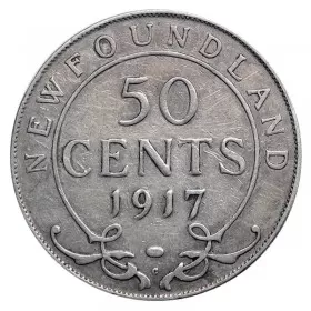 1917-C Newfoundland 50-Cent Half Dollar Silver Coin (VG or better)