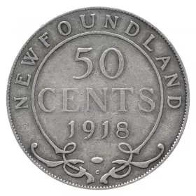 1918-C Newfoundland 50-Cent Half Dollar Silver Coin (VG or better)