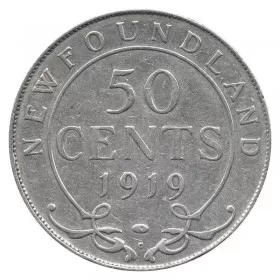 1919-C Newfoundland 50-Cent Half Dollar Silver Coin (VG or better)