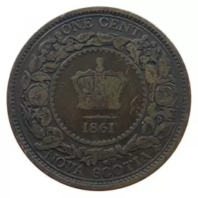 1861 Nova Scotia 1-Cent Large Penny Coin (VG-) large rosebud