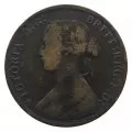 1861 Nova Scotia 1-Cent Large Penny Coin (VG-) large rosebud