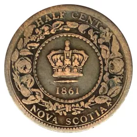 1861 Nova Scotia 1/2 Half-Cent Victoria Coin (VG)