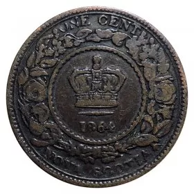 1864 Nova Scotia 1-Cent Large Penny Coin (F+)