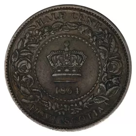 1864 Nova Scotia 1/2 Half-Cent Victoria Coin (EF) 