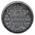 1880-H Canadian 5-Cent Small Silver 5pc Coin Lot (VG-F)