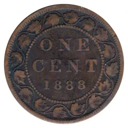 1888 Canadian 1-Cent Large Penny Coin-VF grade