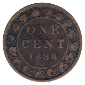 1888 Canadian 1-Cent Large Penny Coin-VF grade