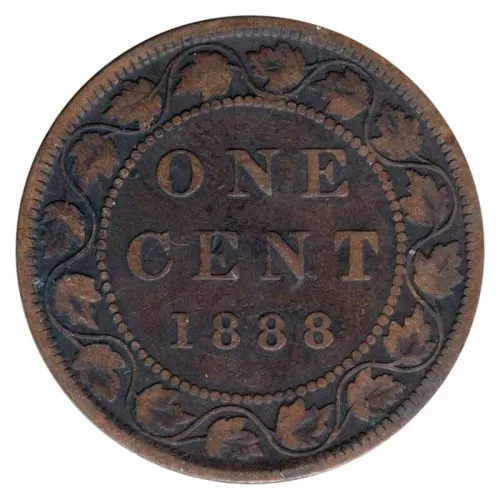 1888 Canadian 1-Cent Large Penny Coin-VF grade