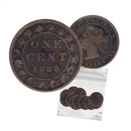 1888 Canadian 1-Cent Large Penny Coin 5pc Lot-G-VG grade