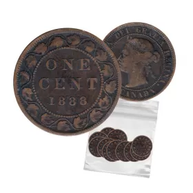 1888 Canadian 1-Cent Large Penny Coin 5pc Lot-G-VG grade