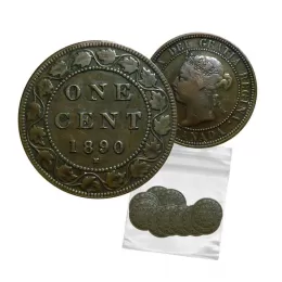 1890-H Canadian 1-Cent Large Penny Coin 5pc Lot-AG-VG grade 1890-H Canadian 1-Cent Large Penny Coin 5pc Lot-AG-VG grade