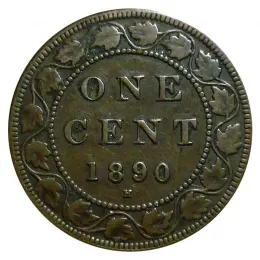 1890-H Canadian 1-Cent Large Penny Coin-F grade 1890-H Canadian 1-Cent Large Penny Coin-F grade