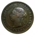 1890-H Canadian 1-Cent Large Penny Coin-F grade