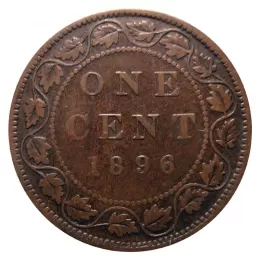 1896 Canadian 1-Cent Large Penny Coin-VF grade