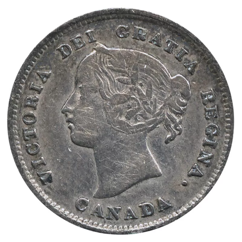 1896 Canadian 5-Cent Small Silver 5pc Coin Lot (VG)