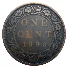 1898-H Canadian 1-Cent Large Penny Coin-F grade