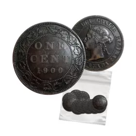 1900-H Canadian 1-Cent Large Penny Coin 5pc Lot-AG-VG grade