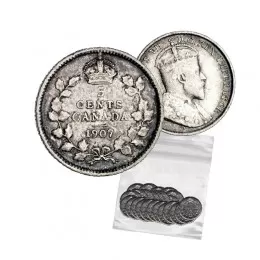 1907 Canadian 5-Cent Small Silver 5pc Coin Lot (F-VF)
