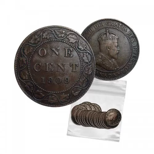 1909 Canadian 1-Cent Large Penny Coin 5pc Lot ( Grade VG)