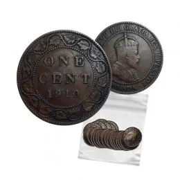 1910 Canadian 1-Cent Large Penny Coin 5pc Lot (VG-F)