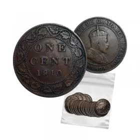 1910 Canadian 1-Cent Large Penny Coin 5pc Lot (VG-F)