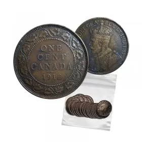 1912 Canadian 1-Cent Large Penny 5pc Coin Lot (Lower Grade  (G-VG)