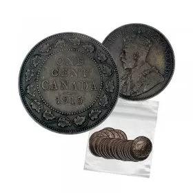 1915 Canadian 1-Cent Large Penny 5pc Coin Lot (G-VG Grade)