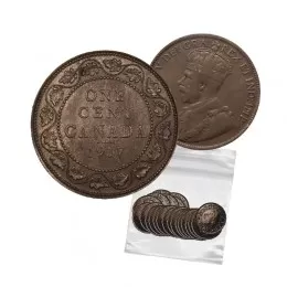 1917 Canadian 1-Cent Large Penny 10pc Coin Lot (VG-F Grades)