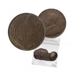 1918 Canadian 1-Cent Large Penny 5pc Coin Lot (VG-F Grades)