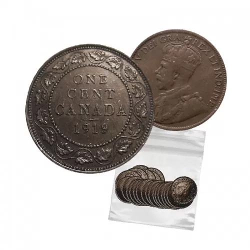 1919 Canadian 1-Cent Large Penny 10pc Coin Lot (VG-F Grades)