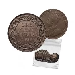 1920 Canadian 1-Cent Large Penny Coin 5pc Lot (VG-F)