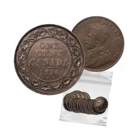 1920 Canadian 1-Cent Large Penny Coin 5pc Lot (VG-F)