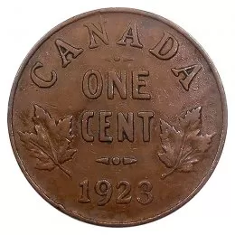 1923 Canadian 1-Cent Small Penny Coin (VG)
