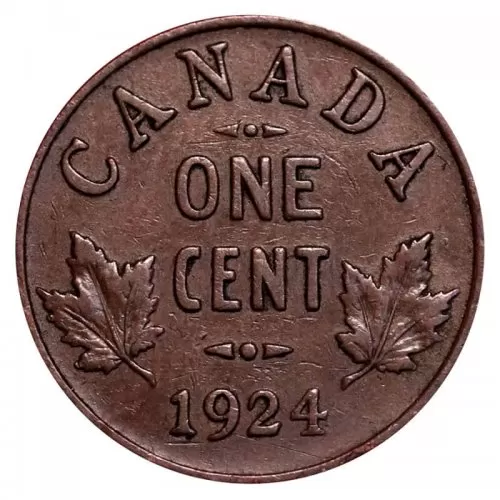 1924 Canadian 1-Cent Small Penny Coin (F)